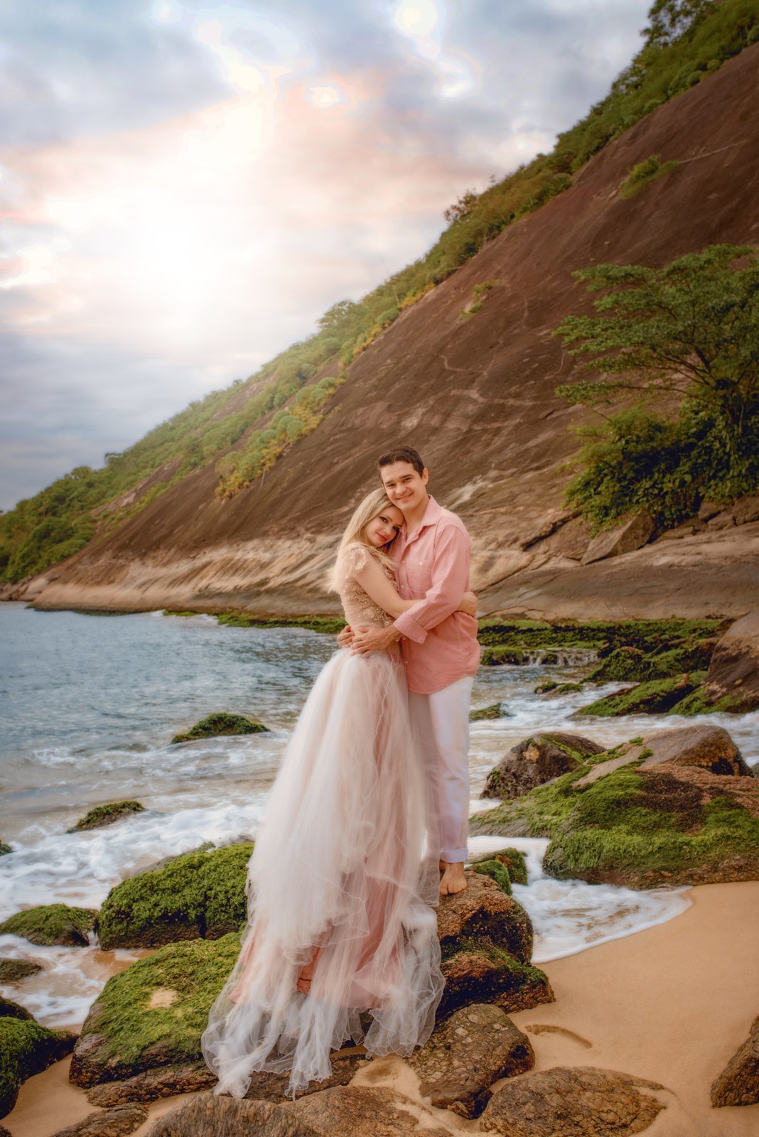 Ensaio casal Fine Art na Praia da Urca - RJ